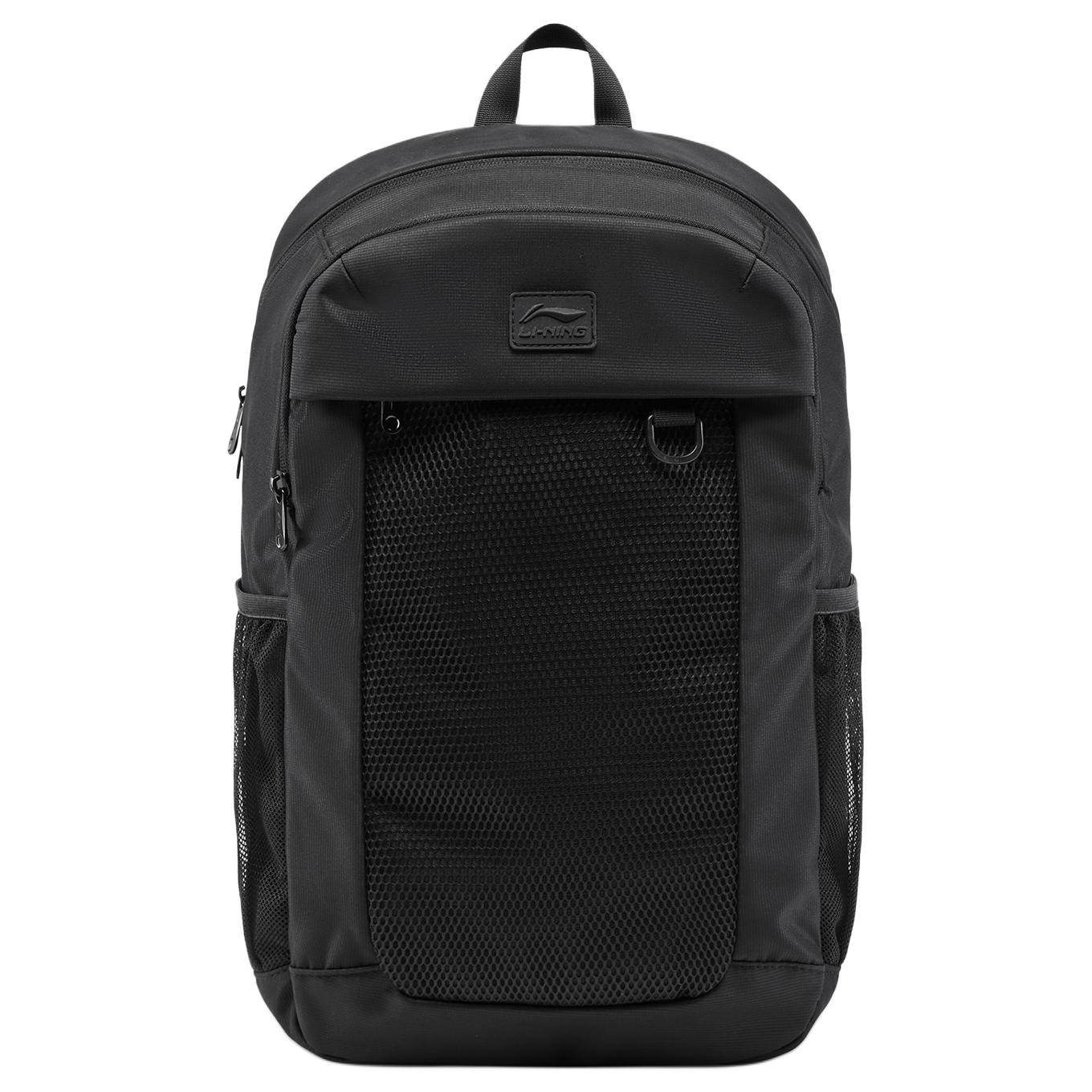 

Li Ning Sports Lifestyle Series Brand Logo Splicing Design Casual Fashion Versatile Adjustable Shoulder Straps Polyester Student Backpack ABSV395-1 Black