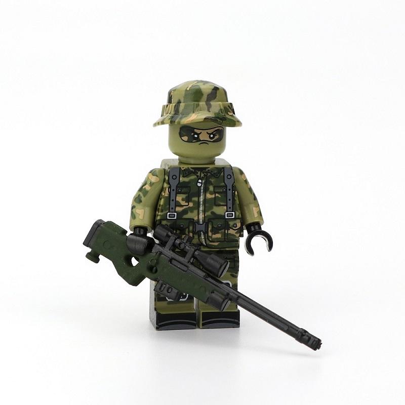 Military Weapon Camouflage Ghillie Suit Sniper Rifle  Army Soldiers Minifigures MOC Parts Bricks Model Building Kits Kids Toys