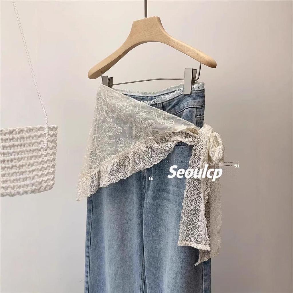 Sheer Lace-Trimmed Irregular Midi Skirt - Chic Summer Fashion