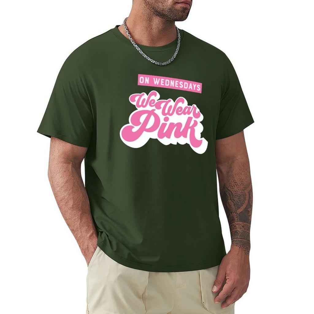 On Wednesdays We Wear Pink T-Shirt Graphic T Shirts Cotton Graphic Tees Plus Size Men Clothing