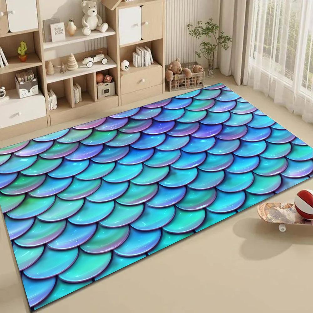 1pc Colorful Mermaid Scales Bathroom Absorbent Mats Anti-Slip Mats Home Decor Supplies Carpets Home Kitchen Floor Mats