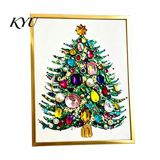 Kreatives Weihnachtsgeschenk für die Familie DIY Falscher Kristall Perlenmalerei Baum Set, Funkelndes Feiertags Künstlerisches Edelstein Set Bastelset, 3D Edelsteinperlen