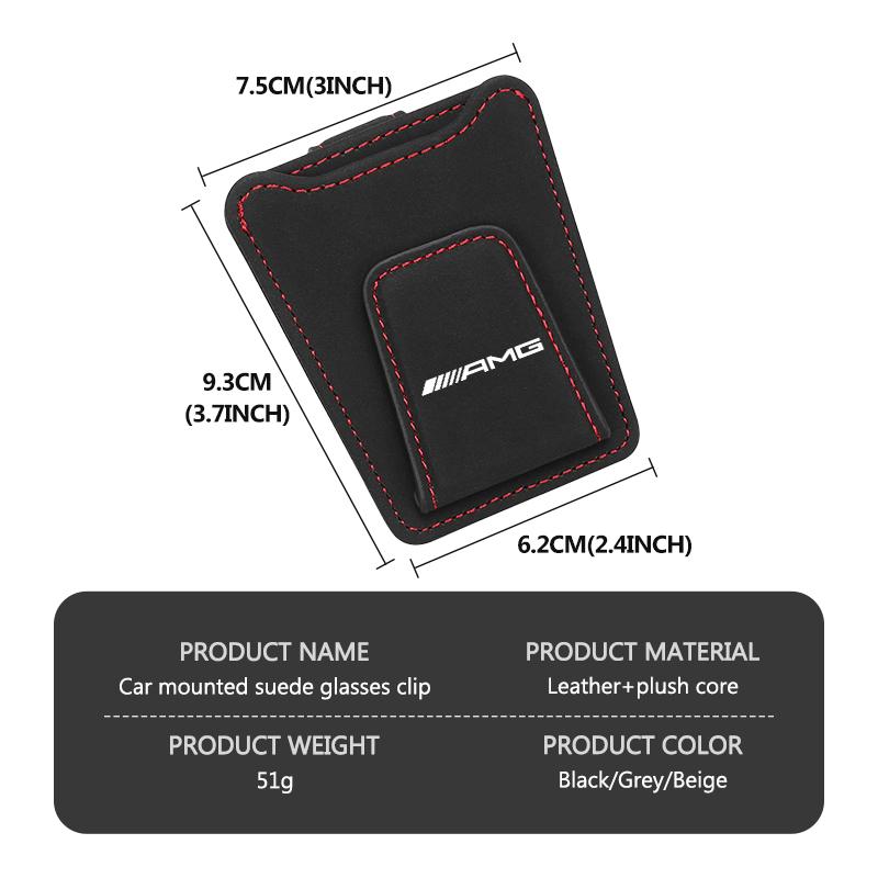 Suede Car Logo Sun Visor Glasses Clip Ticket Card Storage Clamp For Mercedes Benz AMG W202 W212 W213 W220 W221 W222 C180 C200