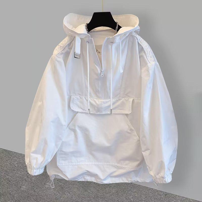 Unisex Locker Arbeitskleidung Gespleißte Kapuzenjacke Dünn Trendiger Windbreaker