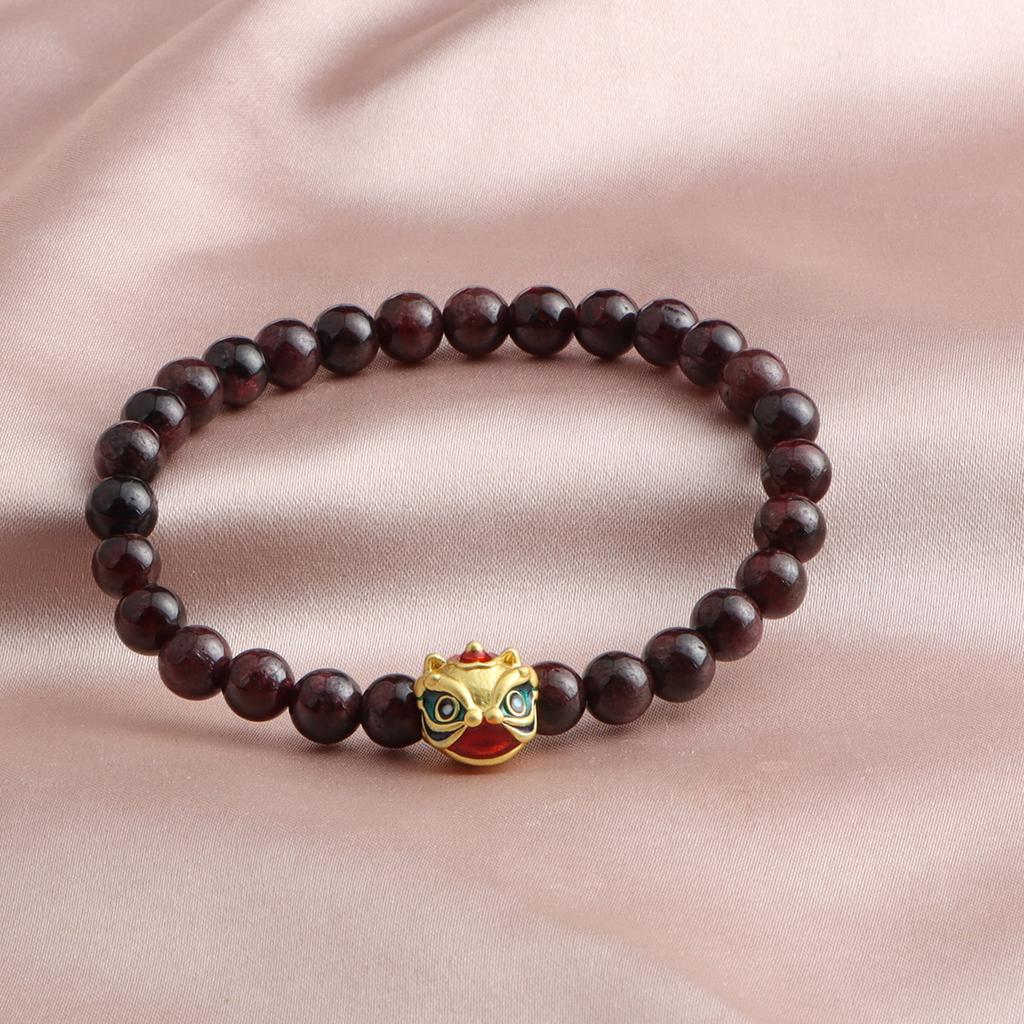 Bracelet Garnet Lion Dance Single Circle Crystal Bracelet Stylish Simple Commuter Dopamine National Style Versatile