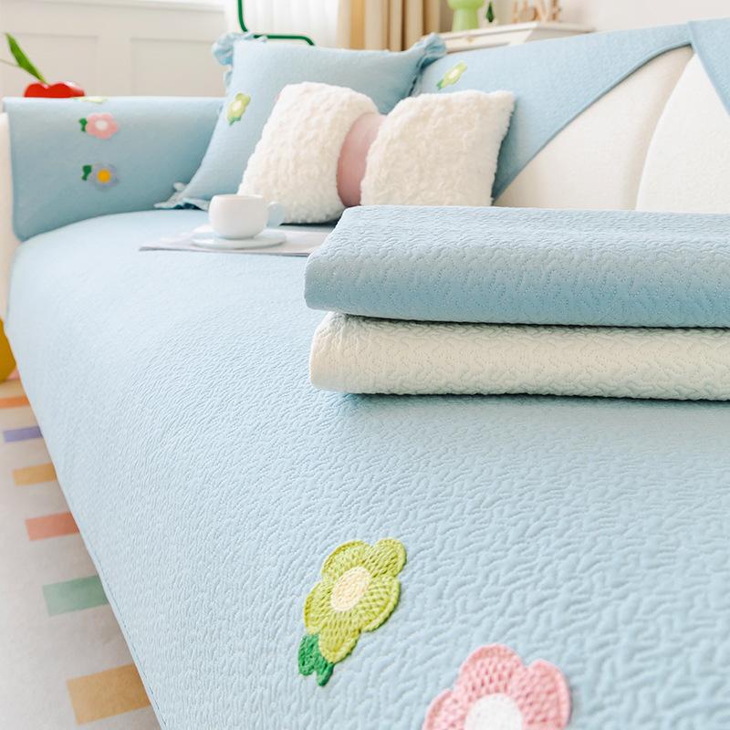 Pastoral Style Cotton Four Seasons Universal Sofa Cushion Simple Backrest Cover Towel Sofa Cover Non-Slip Sofa Cushion