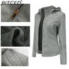 BITCED Plus Size Fleece-Lined Women's Leather Jacket with Hood Autumn/Winter Short Coat Warm Casual Jacket