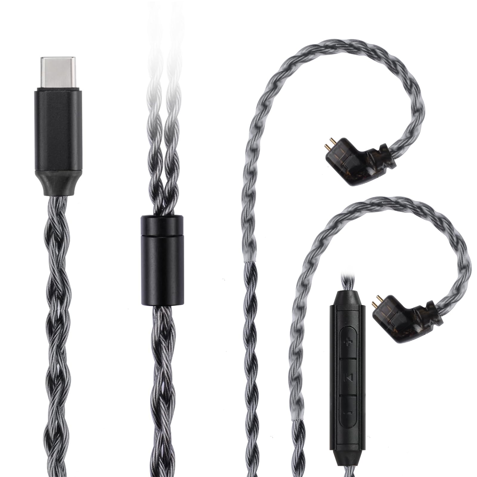 

3APLUS F4 Replacement Cable QDC Earphone Cable with Call OFC Copper Litz Compatible with PRO Type-C Microphone, Compatible, 4-Core High-Purity