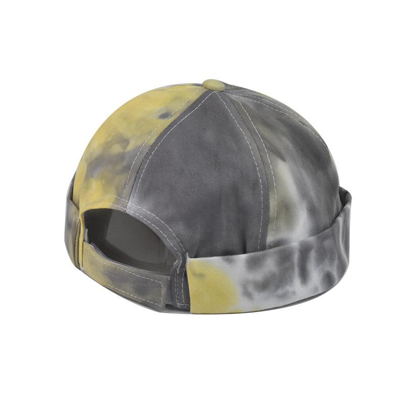 Hat Couple Tie Dyed Melon PU Leather Hat Round Hat Men and Women Korean Street Instagram Trendy Brand Cold Hat Landlord