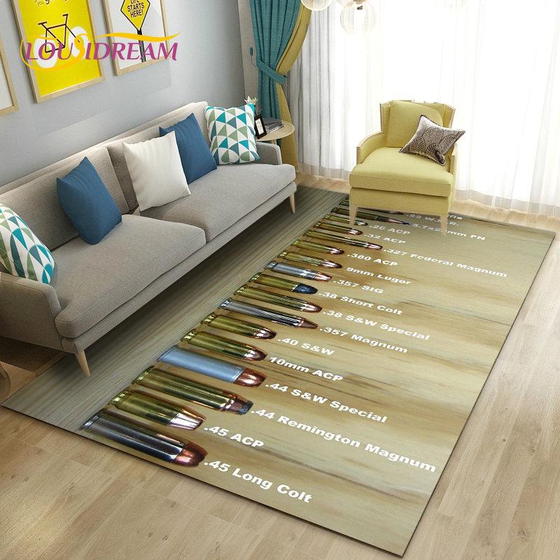 3D Assault Rifle Pistol Revolver Gun Area Rug,Carpet Rug for Living Room Bedroom Sofa Doormat Decor,Kid Play Non-slip Floor Mat