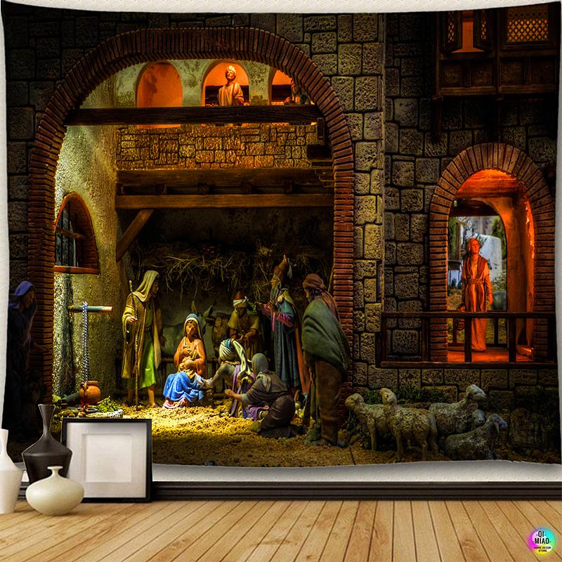 Tapeçaria de natal presépio pendurado na parede jesus anjo páscoa decoração da parede cristo tapeçarias nascimento manjedoura para decoração de casa