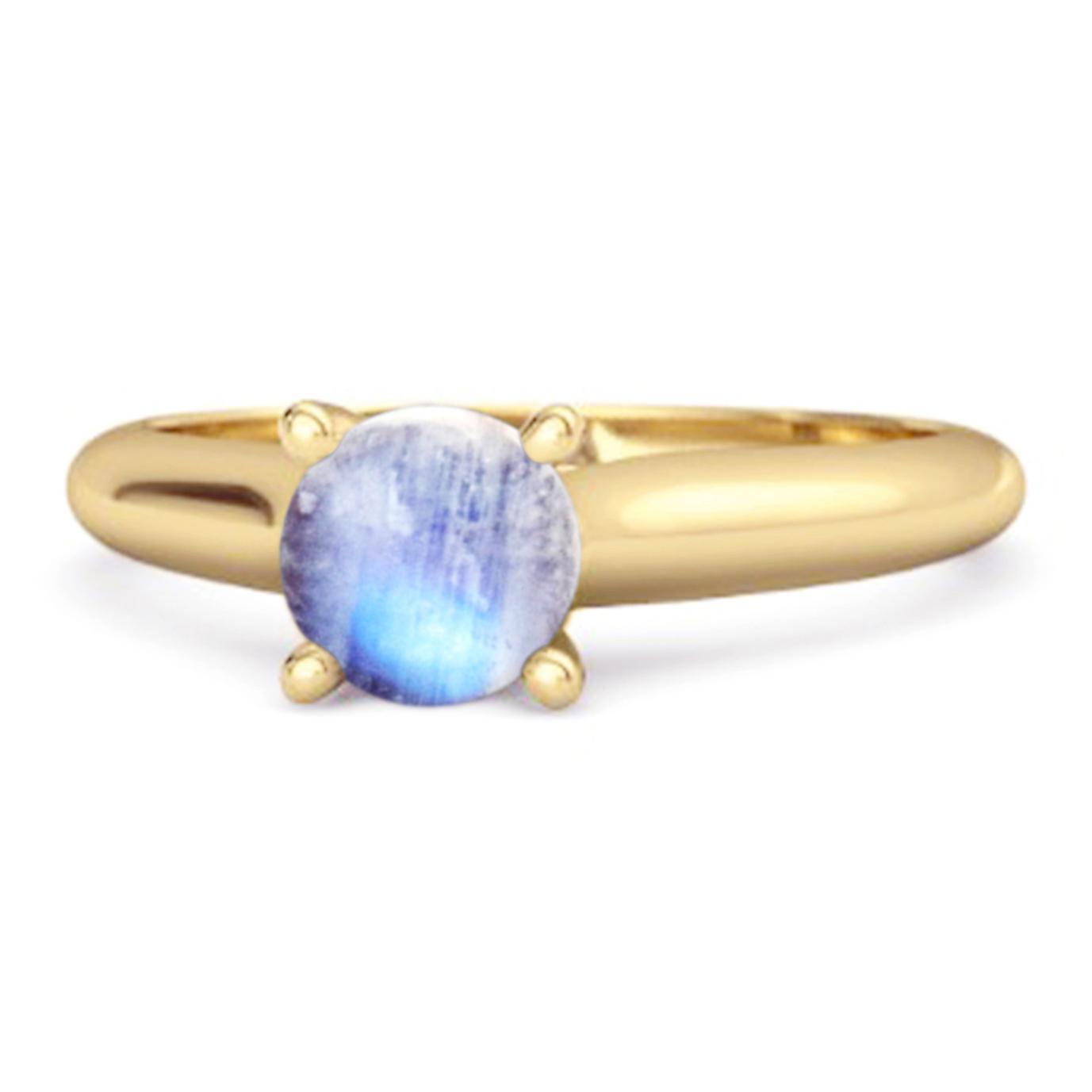 

Moonstone Round Solitaire Ring -925 Sterling Silver Gold Vermeil 9.5 золотий/жовтий