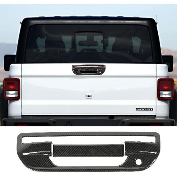 JeCar Carbon Fiber Tailgate Door Handle Cover Trim Accessories for Jeep Gladiator JT 2020-2023