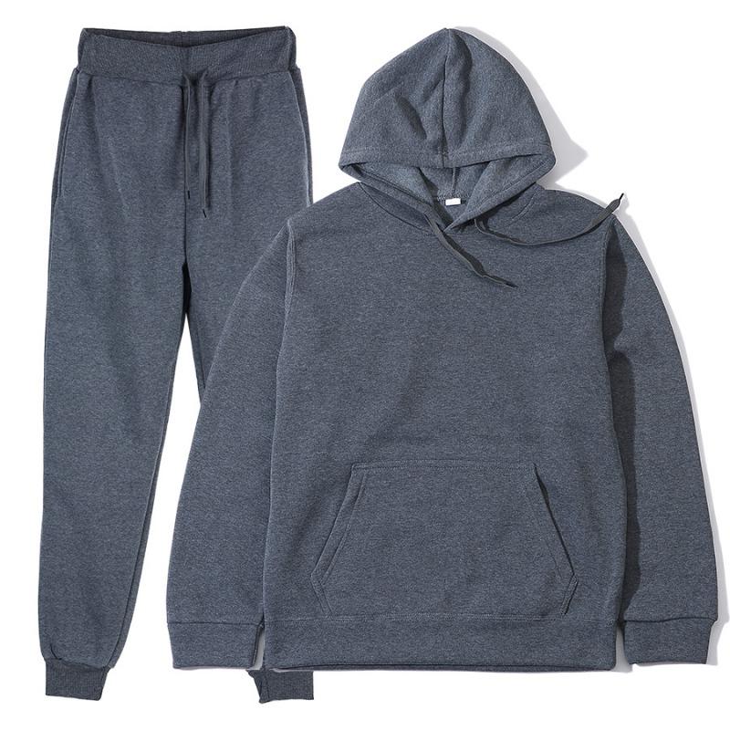 Träningsoverall för män Sportkläder Fritidströjor Träningsbyxor Streetwear Pullover Enfärgad fleecehuvtröjor Sportdräkt Nyhet