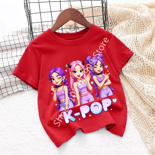 Kpop Childrens T Shirt Cartoon Graphic Short Sleeve Summer Comfortable Top Funny Gift for Fans Harajuku TShirts Girls Clothes