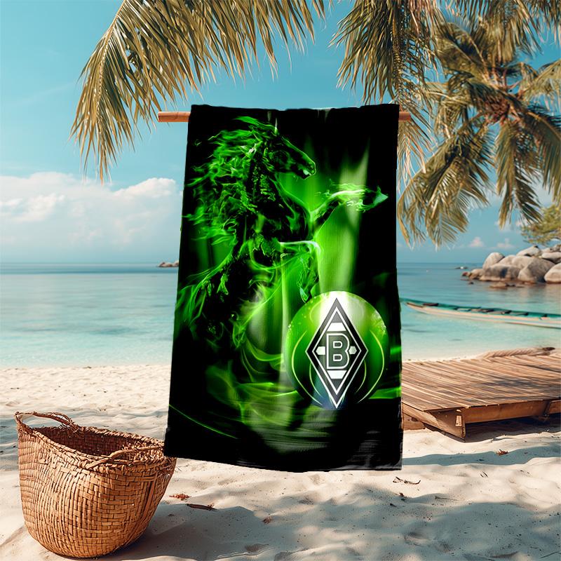 Beweis Strandtuch mit Borussia Mönchengladbach Logo Muster - weich, saugfähig, schnelltrocknend, maschinenwaschbar - perfekt zum Schwimmen, Camping, Baden