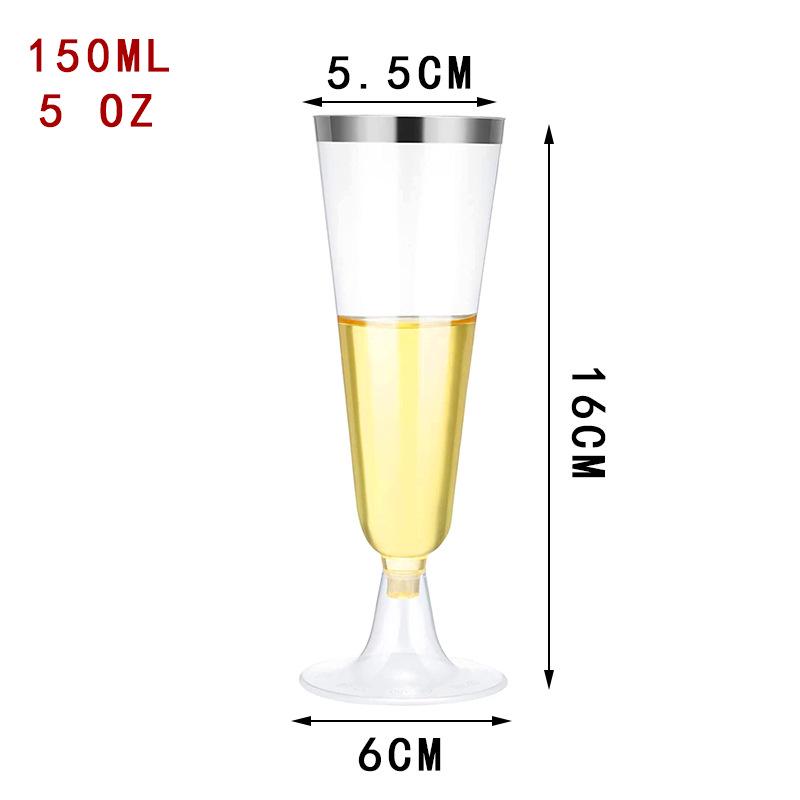 Detachable Red Wine Dessert Cup with High Stem - Disposable Plastic Champagne Flute for Weddings or Pudding Mousse.