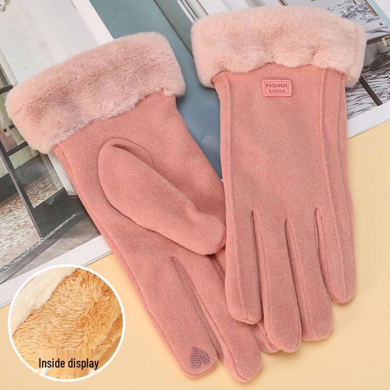 

Бархатные сенсорные теплые женские перчатки - Флис, Универсальные, Корейский стиль для осени/зимы One Size