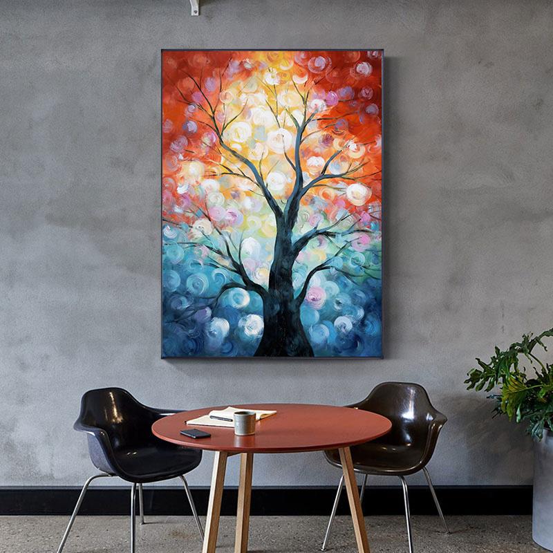 Colorful Abstract Flower Tree Landscape Poster and Prints, Canvas Painting, Wall Art for Living Room, Home Decor