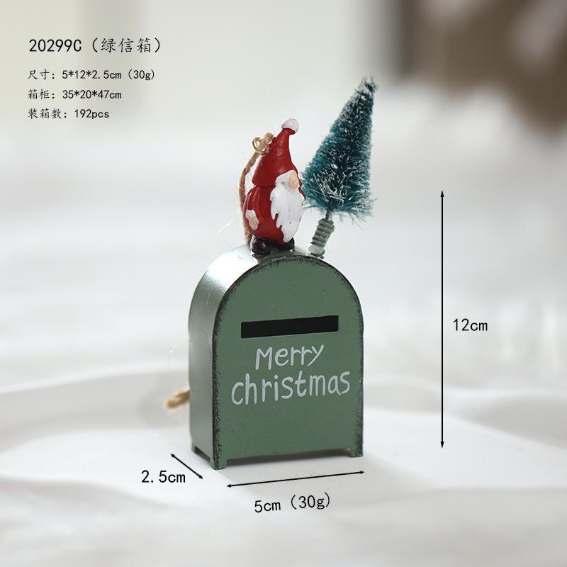 Vintage Metal Santa Mailbox Mail Box Keepsake Ornaments for Christmas Tree Decorations Gifts for Kids Mailman Post Office