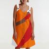 Sommerkleid für Damen mit Tasche, ärmellos, Farbblock-Patchwork-Print