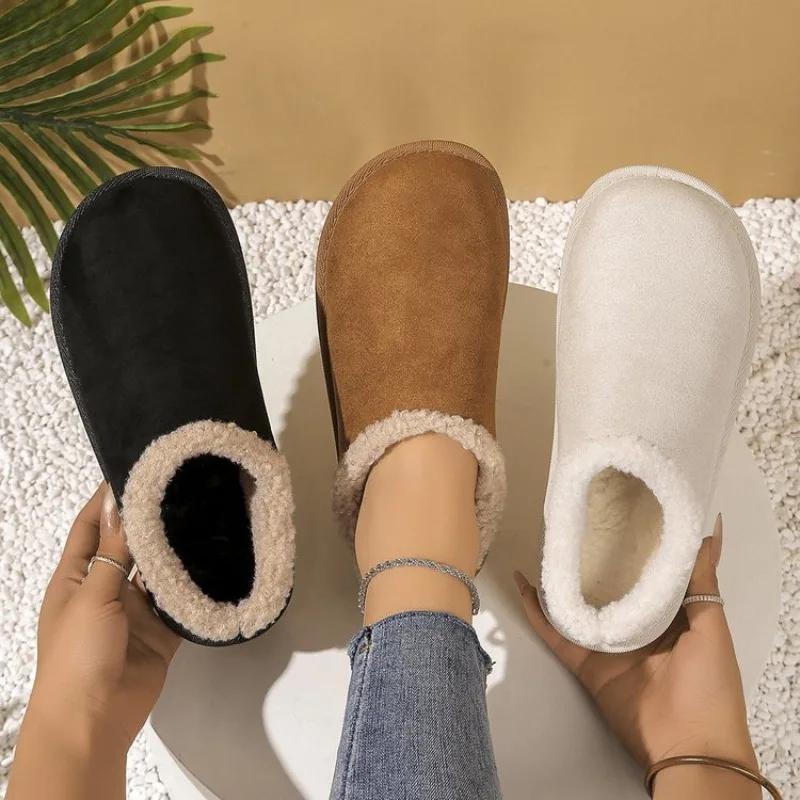 Fashion 2025 New Women Fluffy Slippers Cotton Slides Women Autumn Winter Indoor Thick Sole Women Shoes Anti-Slip Warm Unisex Slippers