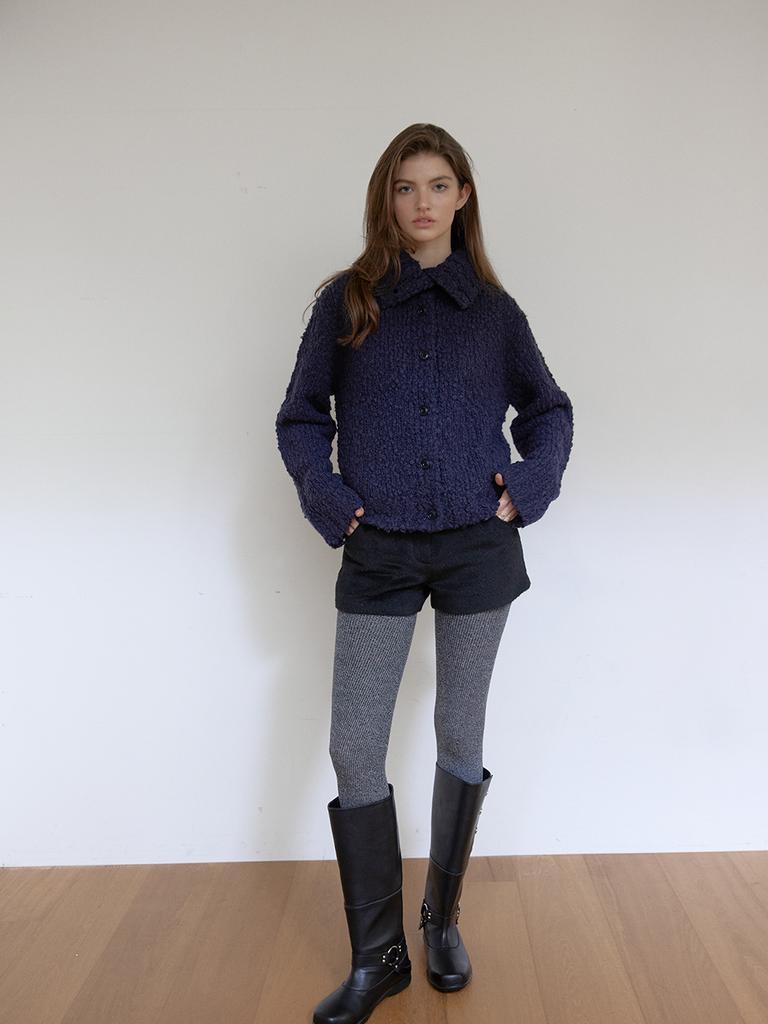 Asula Cozy Highneck Cardigan (Navy)