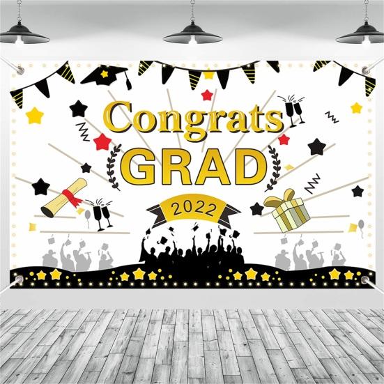 Foldable Graduation Backdrop Anti-Fall Polyester Non-Fading Hanging Graduation Banner Party Supplies