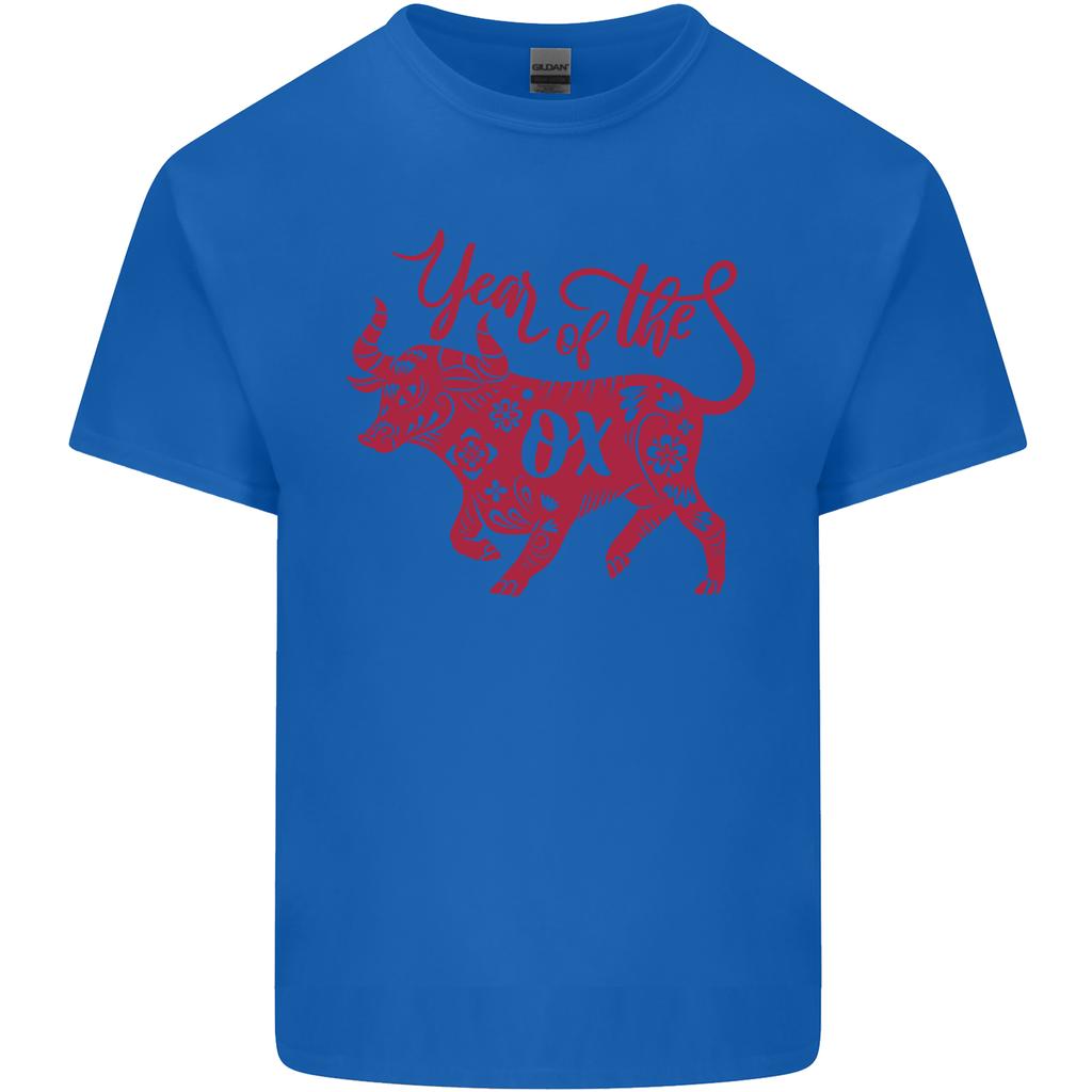Chinesisches Tierkreiszeichen Shengxiao Jahr des Ochsen Unisex Leichtes Baumwoll-T-Shirt
