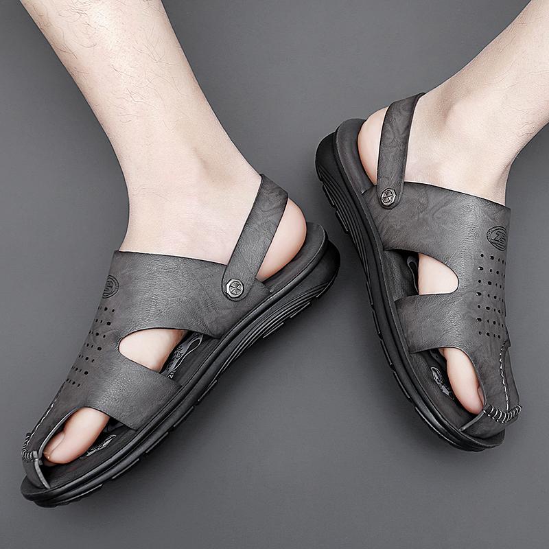 Bestsäljande sommarsandaler för män ihåliga andningsbara strandskor högkvalitativa campingskor för män trendig brun färg