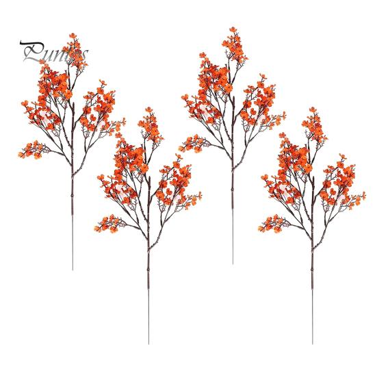 Artificial Silk Flowers for Home Decor Realistic Autumn Decoration, Floral Orange Plants Halloween Decoration Branches Table Centerpiece And