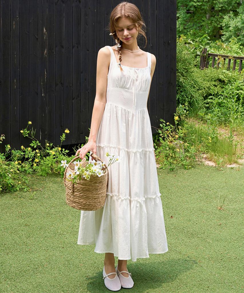 SLOWLOLLI Ribbon Shirring Sleeveless Dress_5 Colors
