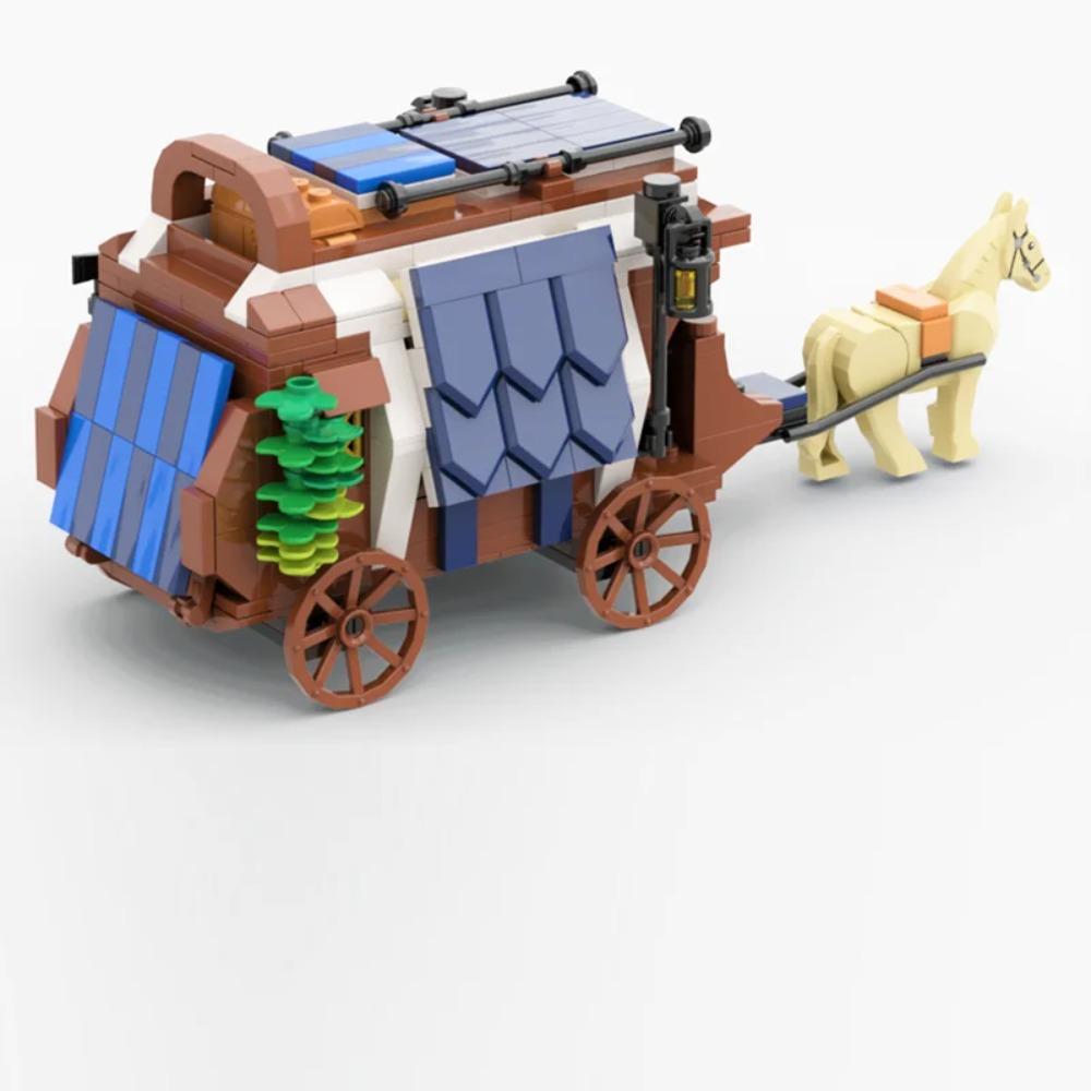 Yigebebe Ideas Medieval Besieger's Tent Camp Travelling Horse Carriage Model Building Blocks MOC Toys for Children Kids Gifts