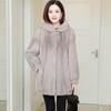 Women Autumn Winter Thick Warm Outwear Hooded Mid Length Faux Fur Coat Female Parka Imitation Mink Velvet Overcoat