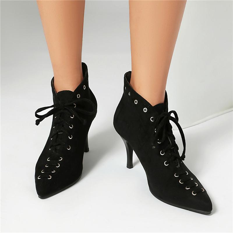 Women's High-heeled Short Boots Autumn and Winter New Thick-heeled Large-size Splicing Casual Versatile Short Boots