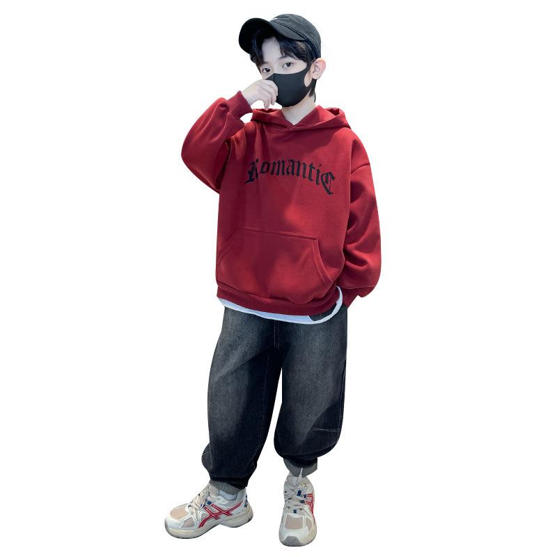 Çocuk Modası Kapüşonlu Sonbahar Erkek Çocuk Günlük Beş Köşeli Yıldız Kapüşonlu