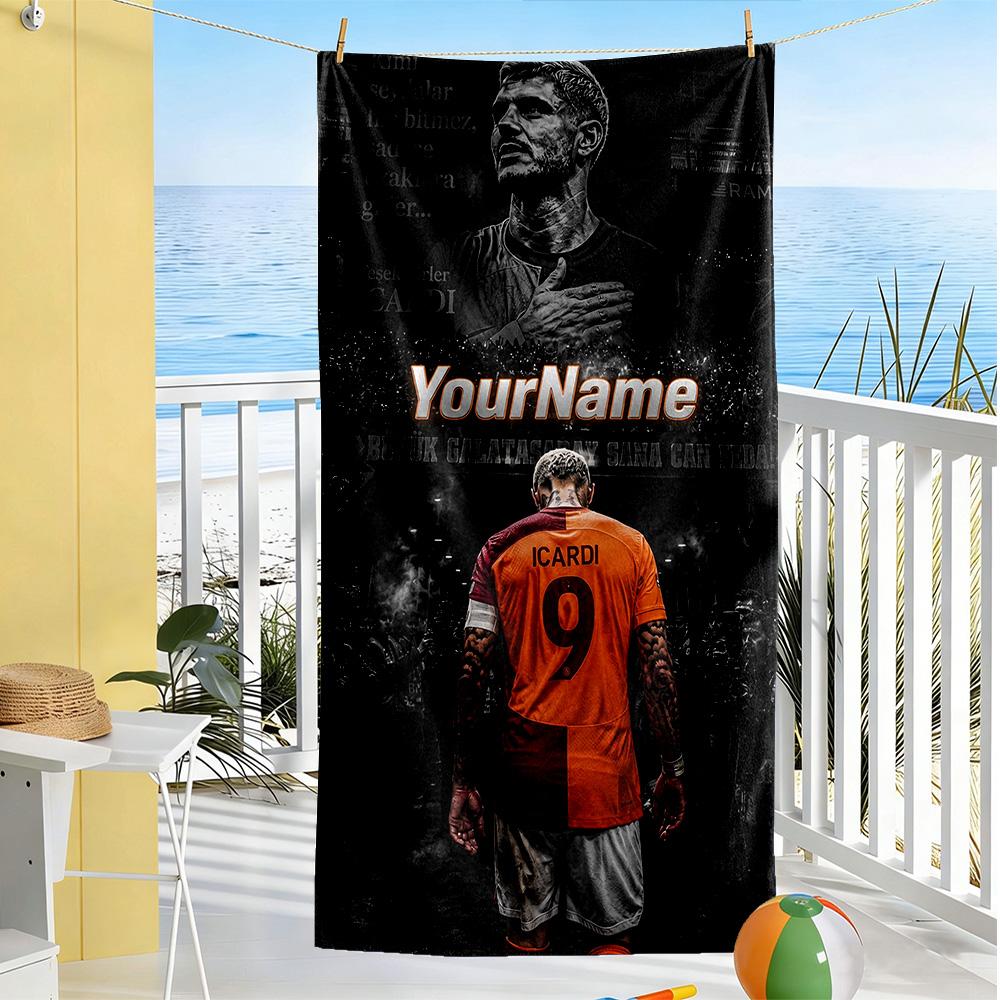 Galatasaray Customized Name Beach Towel Super Soft & Absorbent Portable for SwimmingBeachCamping Travel Beach AccessoriesGym