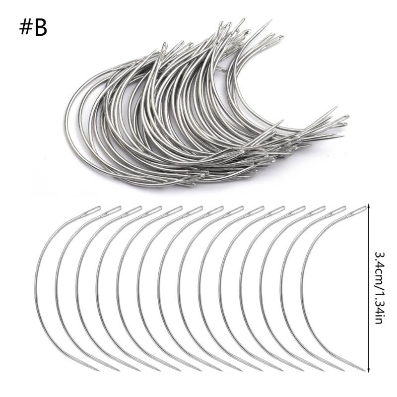 42/50/100/120Pcs Curved Needle C Type Leather Needle Curved Sewing Needle for Hand Sewing, Carpet Leather Canvas Repair
