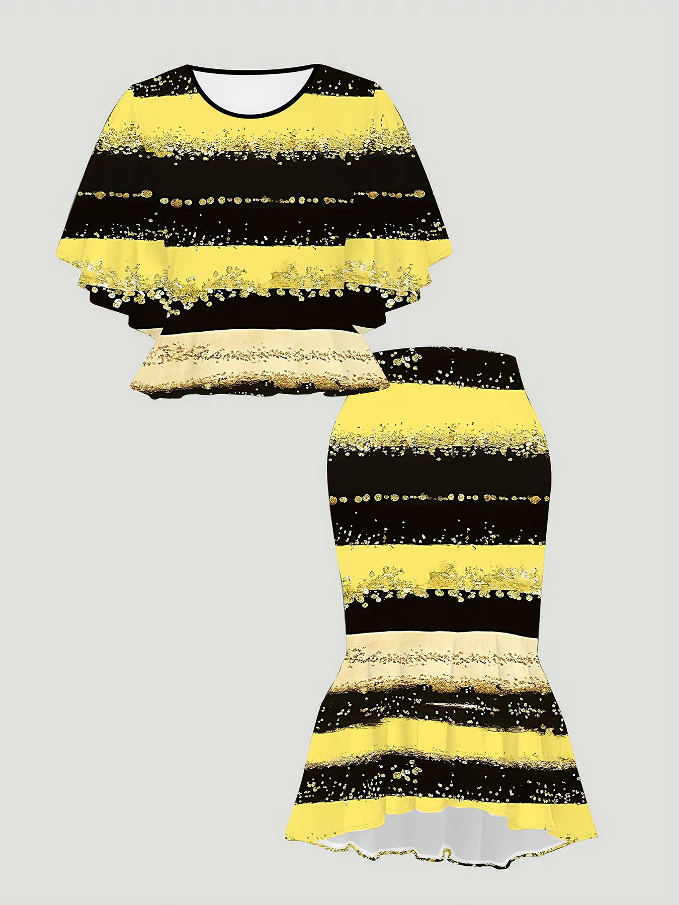 

Классический тотемный женский принт, напечатанный на 3D-принтере, Модный большого размера, Элегантный, Универсальный для всех сезонов. Футболка, Юбка и Комплект 6XL жёлтый