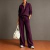 Women's Casual Half Zip Pullover Sweater and Wide Leg Pants Two Piece Set Lightweight Knit Loungewear Tracksuit for Everyday Wear