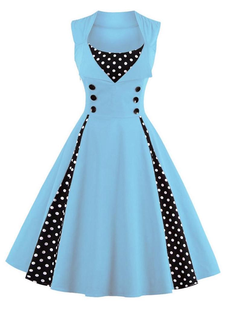 Women's Retro Gothic Red Polka Dot Swing Dress - 1950s Style