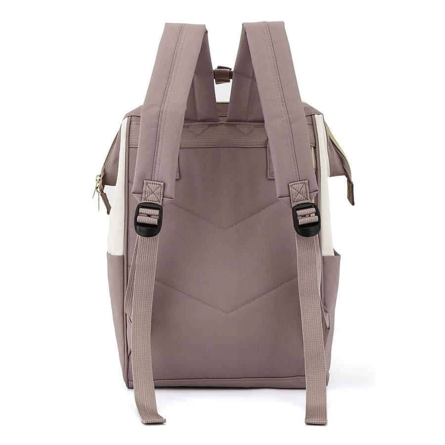 Beige-yellow City Backpack with USB and Pockets - Himawari