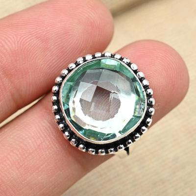 Green Amethyst Gemstone Handmade 925 Sterling Silver Promise Ring Gift For Her