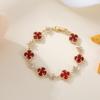 Women's Four Leaf Clover Light Luxury Zircon Plated True Gold Double Sided Minimally Exquisite Bracelet