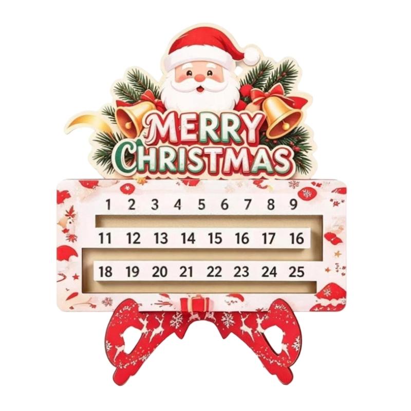 Advent Advent Calendar Decoration, Wooden Christmas Calendar Sign for Entryway Shelf Tabletop Display and Home Styling