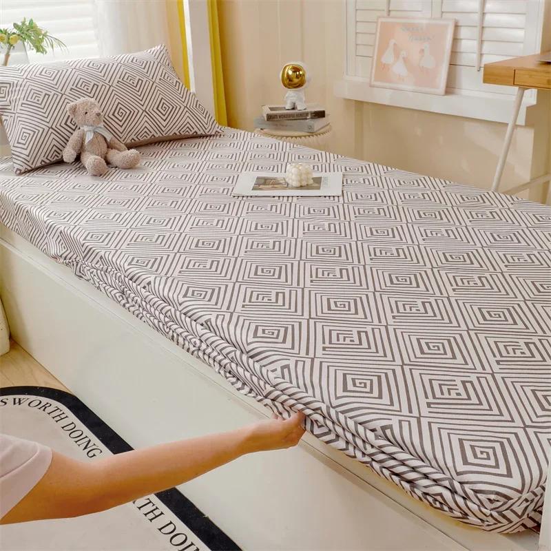 

Комплект простыней на резинке с ботаническим цветочным узором из 100% хлопка, приятное для кожи покрывало с 2 наволочками, односпальная простыня для детской и студенческой комнаты 80x190cmx15cm 3pcs