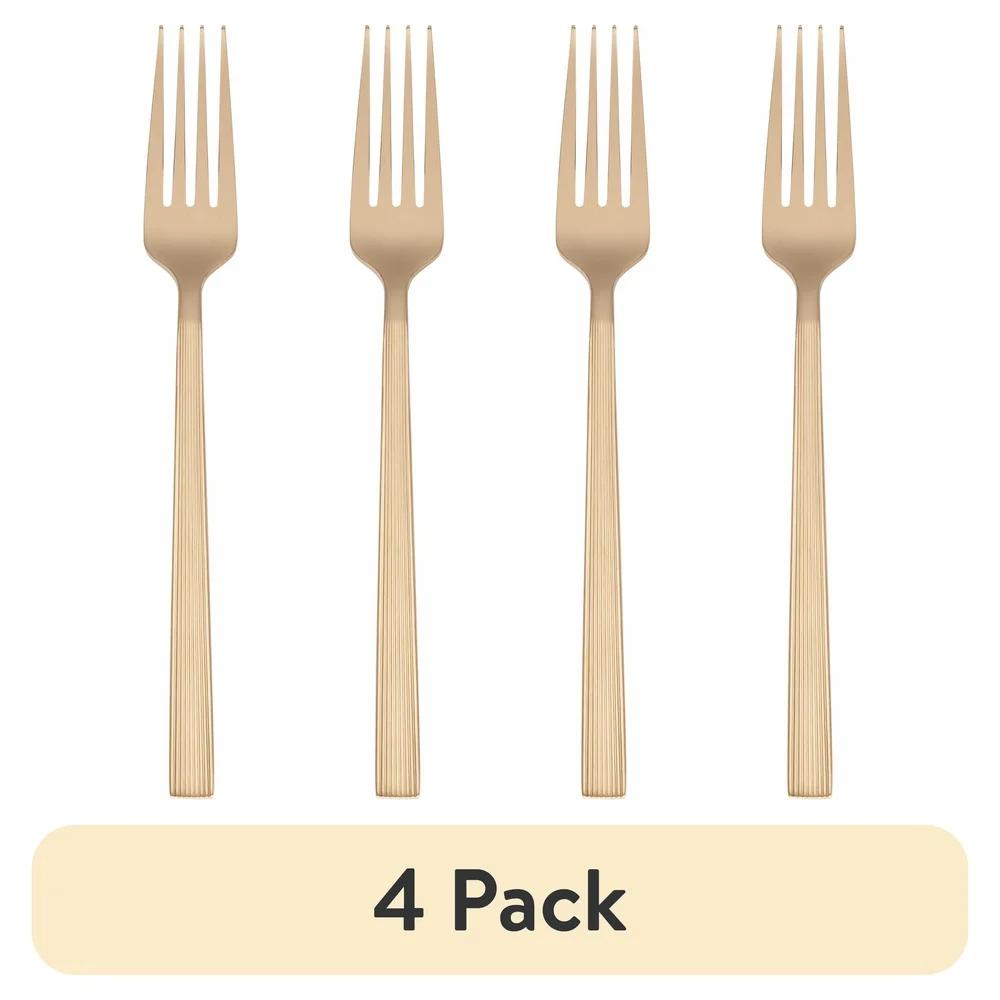 4 Pack Stainless Steel Dinner Forks Ergonomic Handle River Gold Finish Dishwasher Safe Elegant Tableware Forks Dining