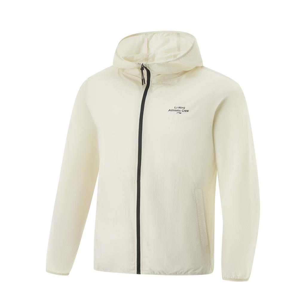 Li Ning Ice Silk Cool Comfort Breathable Casual Sports Hooded Sun Protection Windbreaker Men Outerwear Silver-Birch-Gray AFDV449-1