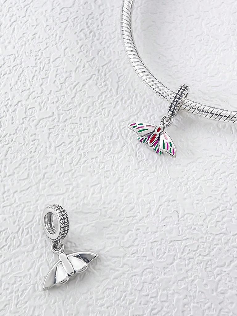 Charms Silber Kupferfarben Bunte Schmetterlinge Perlen Charm Anhänger Für Original Armband Für Frauen DIY Schmuck Liebesgeschenk