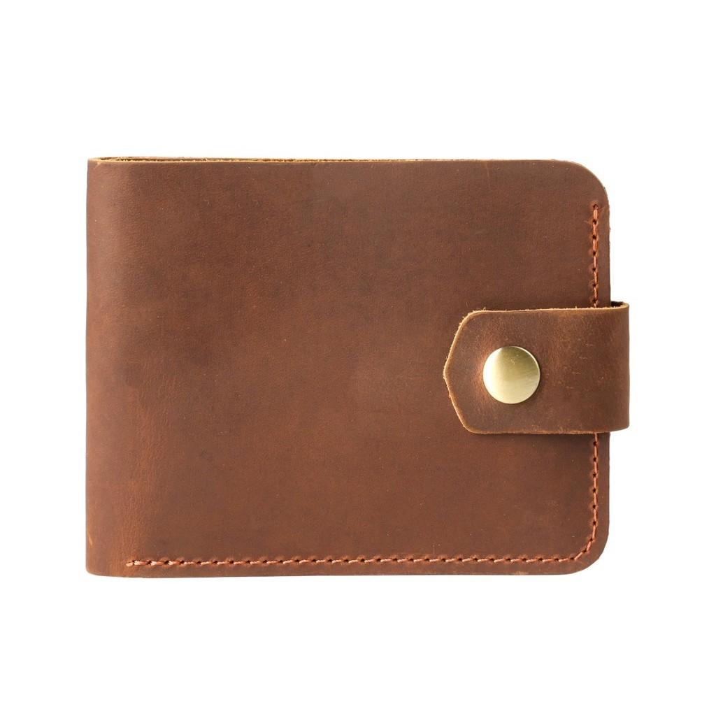 2025 Genuine Vegetable Tanned Leather Card Holder Minimalist Wallet Button Closure Large Capacity Coin Purse for Driver License